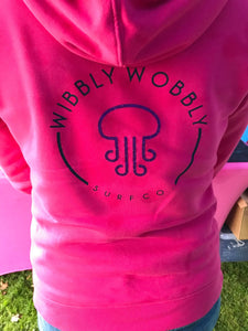 Ladies Wibbly Wobbly Magenta Organic Hoodie