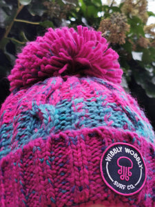 Wibbly Wobbly Pink Mix Bobble Hat
