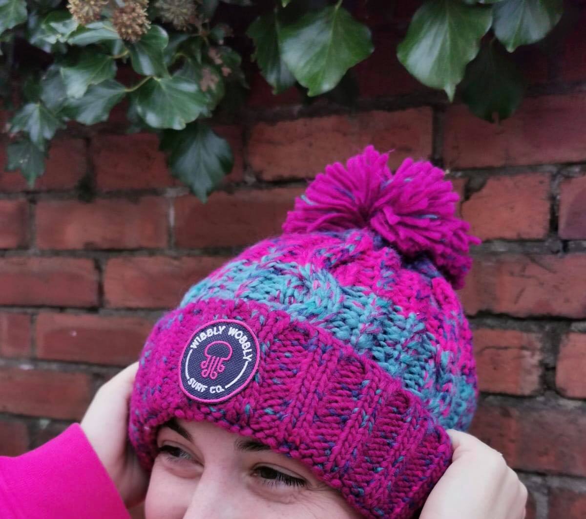 Wibbly Wobbly Pink Mix Bobble Hat
