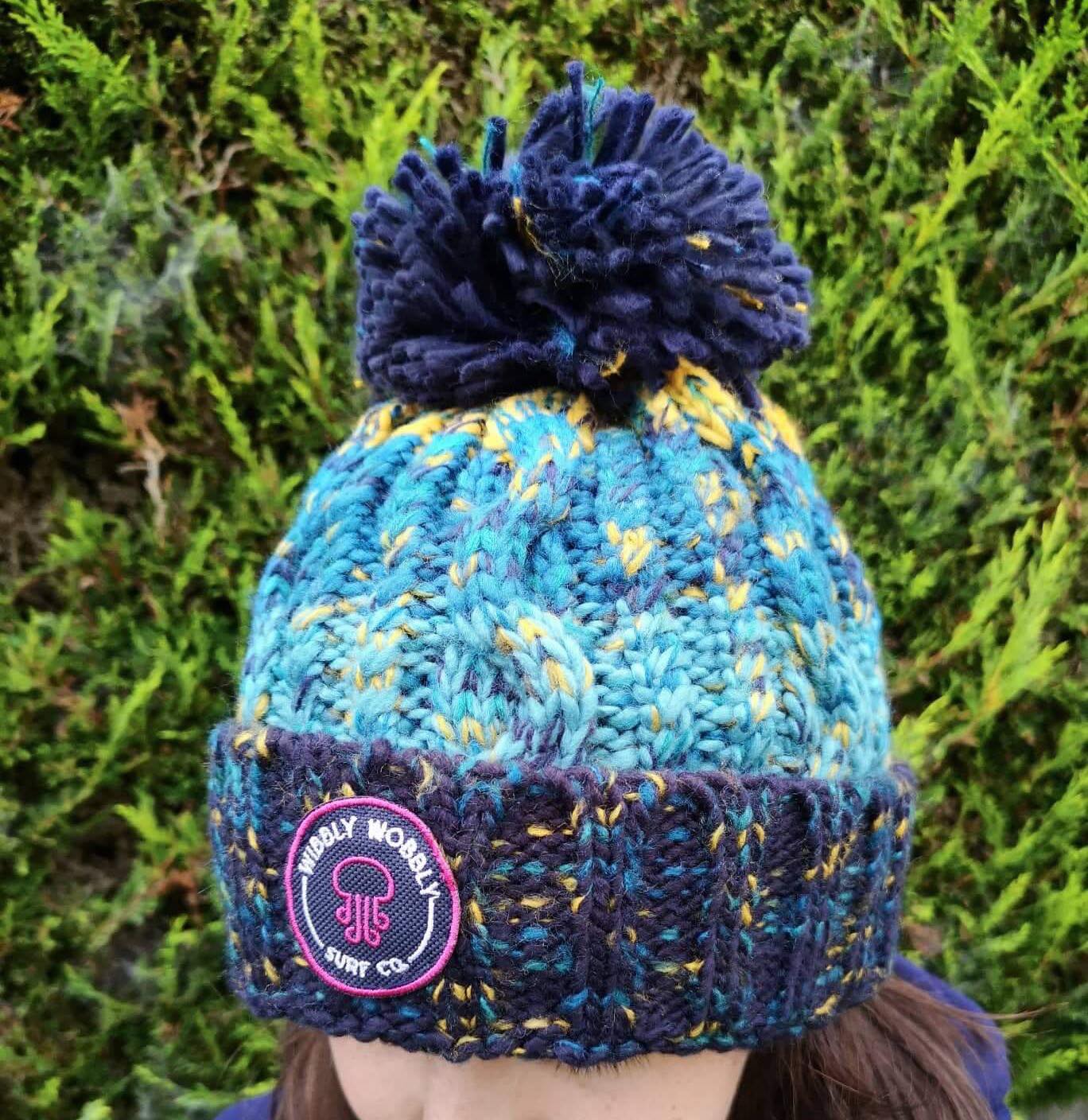 Wibbly Wobbly Navy Mix Bobble Hat
