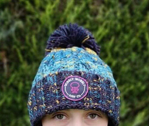 Wibbly Wobbly Navy Mix Bobble Hat