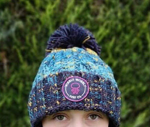 Wibbly Wobbly Navy Mix Bobble Hat