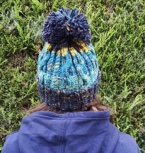 Wibbly Wobbly Navy Mix Bobble Hat