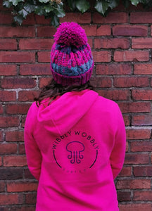 Ladies Wibbly Wobbly Magenta Organic Hoodie