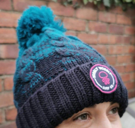 Teal Fade Wibbly Wobbly Bobble Hat